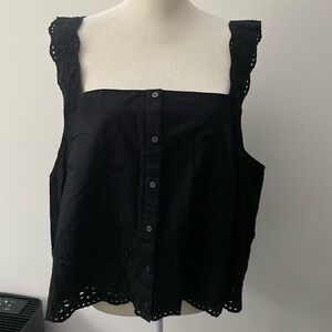 Gap Black Eyelet Button-Down Women's tank top NWT